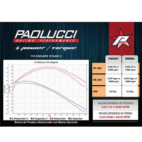 ESCAPE MOTO 110 ST2 CROMO DEPORTIVO PAOLUCCI (EM110P-22-C/D)