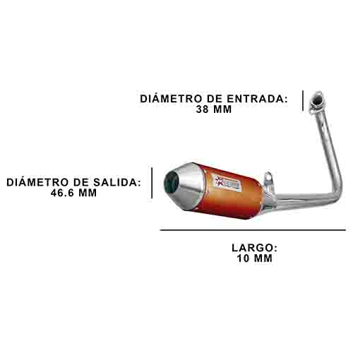 ESCAPE MOTO HONDA 250 TWISTER +290 ST2 CROMO ROJO SILEN ALUM RACING/COMP PAOLUCCI (EM250TW-23-R+290