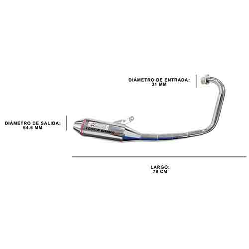 ESCAPE MOTO HONDA CB 190 ST2 CROMO DEPORTIVO PAOLUCCI (EM190CB-22-C/D)