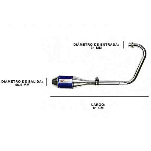 ESCAPE MOTO HONDA CG TITAN 150 ST2 SILEN ALUMINIO AZUL STYLE PAOLUCCI (EM150CG-23-C/S)