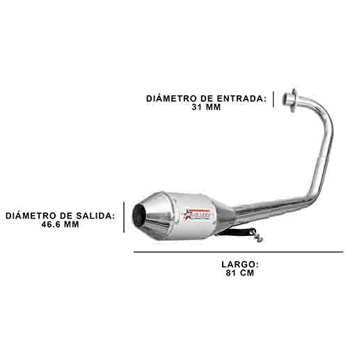 ESCAPE MOTO HONDA CG TITAN 150CC (LIBRE+200) ST2 STYLE GRIS PAOLUCCI (EM150CG23-C+200GR)