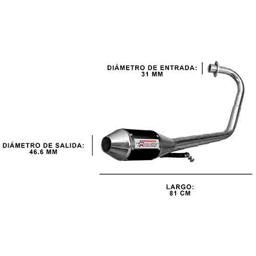 ESCAPE MOTO HONDA CG TITAN 150CC (LIBRE+200) ST2 STYLE NEGRO PAOLUCCI (EM150CG23-C+200NE)