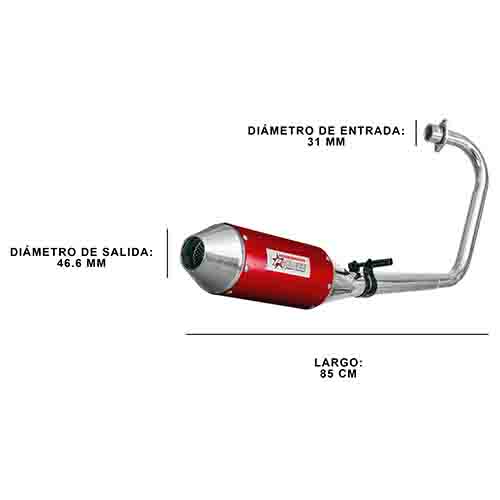 ESCAPE MOTO HONDA NEW CG TITAN 150CC ST3 STYLE ROJO PAOLUCCI (EM150NEWCG33-SRO)