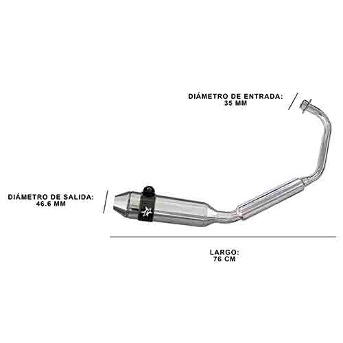 ESCAPE MOTO HONDA TWISTER CBX 250 ST3 CROMO DEPORTIVO CON SORDINA PAOLUCCI (EM250CBX-32-C/D)
