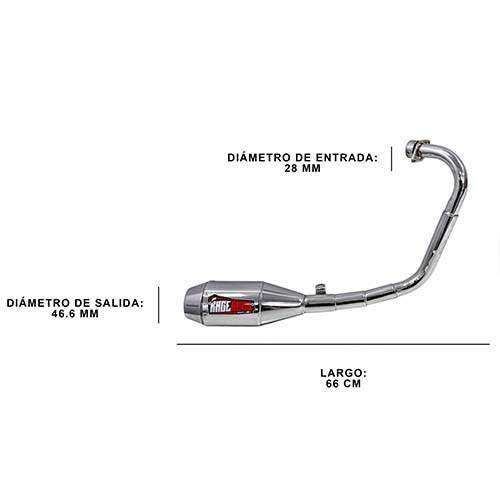 ESCAPE MOTO YAMAHA XTZ 125 ST2 CROMO DEPORTIVO POR ABAJO PAOLUCCI (EM125XTZ-22-C/D-DOWN)