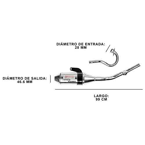 ESCAPE MOTO YAMAHA XTZ 125 ST2 CROMO DEPORTIVO POR ARRIBA PAOLUCCI (EM125XTZ-22-C/D-UP)