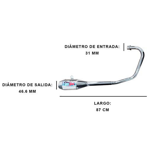 ESCAPE MOTO YAMAHA YBR 125 ST2 CROMO DEPORTIVO PAOLUCCI (EM125YBR-22-C/D)