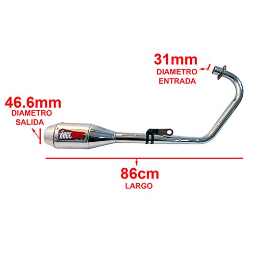 ESCAPE MOTO ZANELLA RX 150 ST2 CROMO DEPORTIVO (VARILLERO) PAOLUCCI (EM150RX22-C/DV)