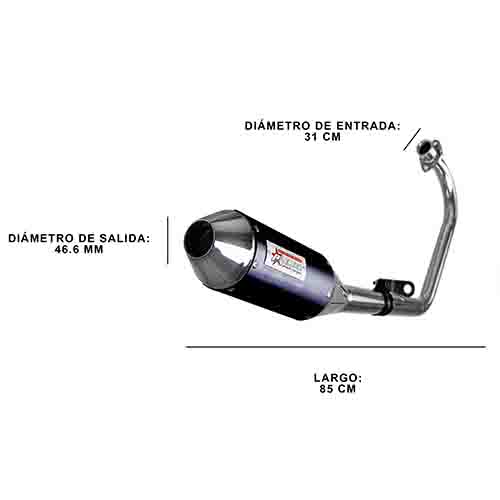 ESCAPE MOTO ZANELLA RX 150CC ST3 STYLE NEGRO (VARILLERO) PAOLUCCI (EM150RX33-SNE)