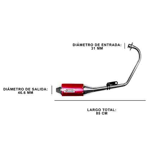 ESCAPE MOTO ZANELLA RX 150CC ST3 STYLE ROJO (VARILLERO) PAOLUCCI (EM150RX33-SRO)