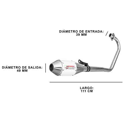 ESCAPE ZANELLA RX 150CC ST2 INOX STYLE BLANCO PAOLUCCI (EM150RX24-BL)