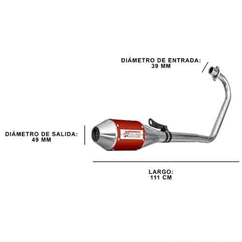 ESCAPE ZANELLA RX 150CC ST3 INOX STYLE ROJO PAOLUCCI (EM150RX34-RO)