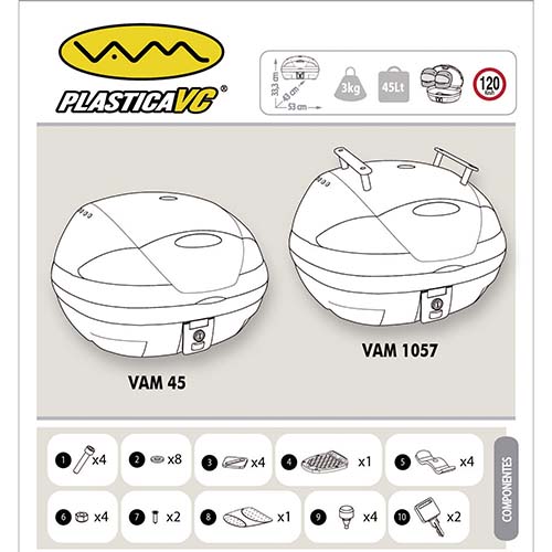 BAUL PORTA OBJETOS VAM45 NEGRO 530X430X333 BASE DESMONTABLE REFLECT. TRAS. PLASTICA VC (820)