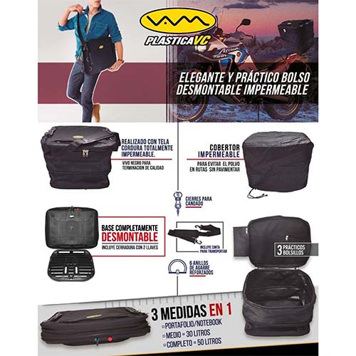 BOLSO PREMIUM 3 EN 1 DESMONTABLE IMPERMEABLE PLASTICA VC (1091)