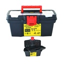 CAJA HERRAMIENTAS MULTIUSO 11" 29,5X20,5X14,5 COLOR NEGRO C/BANDEJA DIVISORA PLASTICA VC (1040)