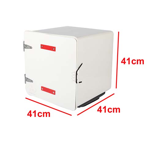 CAJA PARA DELIVERY 41X41X41 C/BASE EXTRAIBLE C/1 ESTANTE BLANCA PLASTICA VC (1097B)