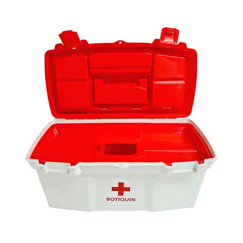 CAJA PRIMEROS AUXILIOS/BOTIQUIN 16" 40.5X23,5X18 BLA/RO C/BANDEJA DIVISORA PLASTICA VC (1079)
