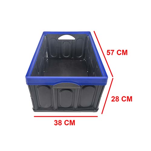 CAJON PLEGABLE MULTIUSO 380X570X280 (60 LTS) NEGRO BORDE AZUL PLASTICA VC (1082A)