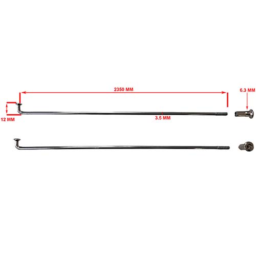 RAYOS + NIPLES 235mm X 3.5mm (36u) CROMADO STD