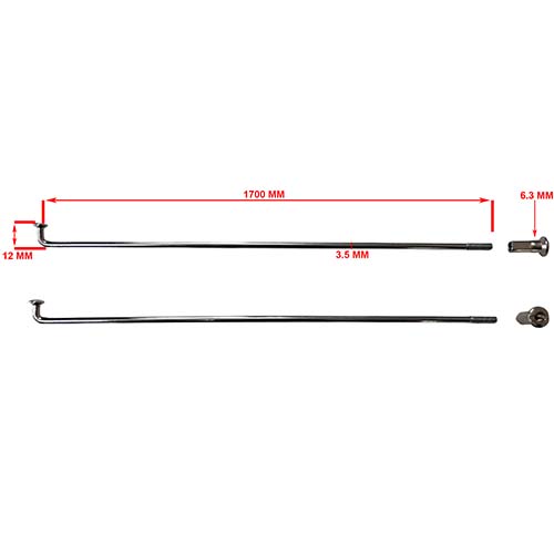 RAYOS + NIPLES 170mm X 3.5mm (36u) CROMADO STD
