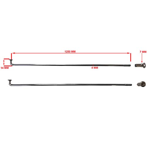RAYOS + NIPLES 125mm X 4.0mm (36u) CROMADO STD