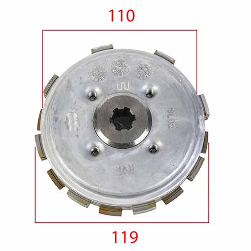 CAMPANA DE EMBRAGUE INTERIOR CON DISCOS HONDA C100 BIZ/WAVE STD