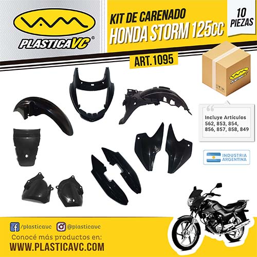 KIT CARENADO HONDA STORM 125CC NEGRO 10 PZAS. (FLEXIBLE) PLASTICA VC (1095)