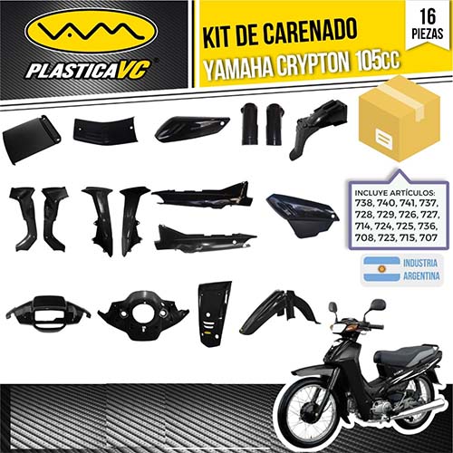 KIT CARENADO YAMAHA CRYPTON 105CC NEGRO 16 PZAS. PLASTICA VC (1104)
