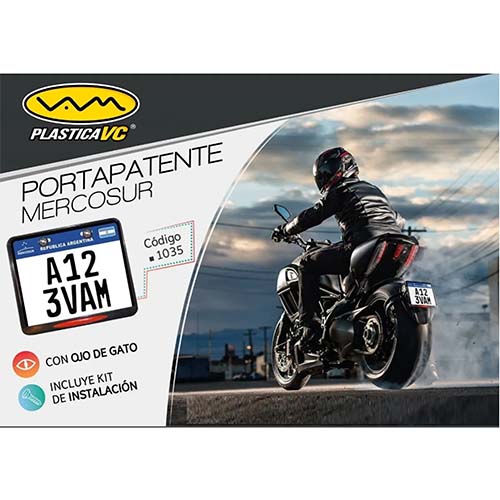 PORTAPATENTE MERCOSUR C/OJO DE GATO (C/KIT DE INSTALACION) PLASTICA VC (1035)