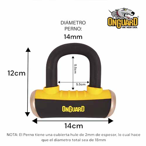 TRABA DISCO (CANDADO) 8048 BOXER 55mmX55mm GROSOR: 14mm ONGUARD