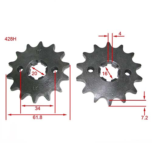 KIT TRANSMISION SUZUKI AX100 428H-118L (44/14) C/CAD. DOR. STD