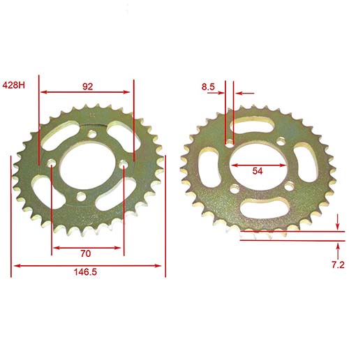 CORONA Y PIÑON GILERA SMASH 110/HONDA WAVE (35x15) DORADA STD