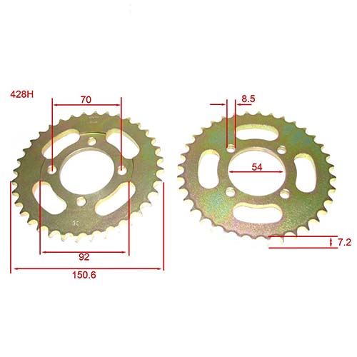 CORONA Y PIÑON GILERA SMASH 110/HONDA WAVE (36x14) DORADA STD