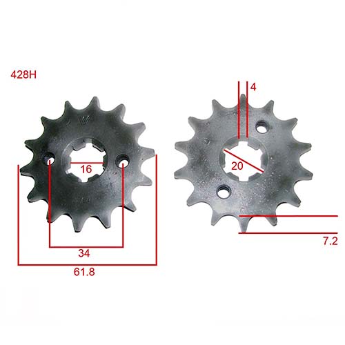 KIT TRANSMISION YAMAHA YBR 125 2000/02 43/14 STD 428H-118L C/CAD. DOR. STD