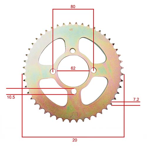 CORONA Y PIÑON YAMAHA XTZ 125 DORADA (48x14) DORADA STD