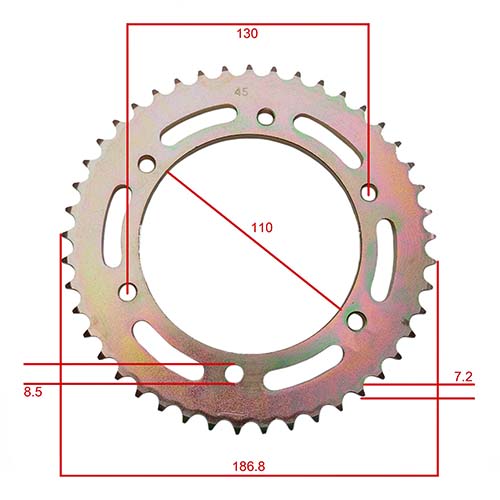 KIT TRANSMISION YAMAHA YBR250 (45/15) C/CAD. DOR. C/ORING STD