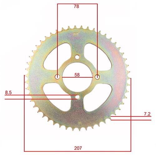 CORONA Y PIÑON MOTOMEL SKUA 200/250/TRIAX 150/DAKAR 200 (50x17) DORADA STD