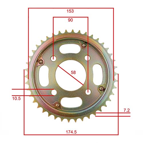 KIT TRANSMISION HONDA CB150 INVICTA /Z. ZTT200 42/15 428H-132L C/CAD. DOR STD