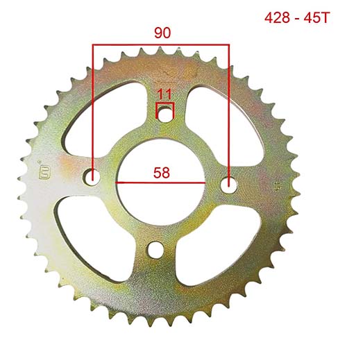 KIT TRANSMISION BAJAJ ROUSER NS160 CON DISCO DE FRENO DELANTERO Y ZAPATA TRASERA 428-134L (45/15) C/CAD. DOR. C/ORING STD