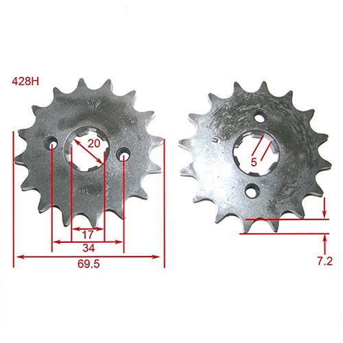 KIT TRANSMISION HONDA GLH150 GAUCHA 428-120LCU 44/14 STD