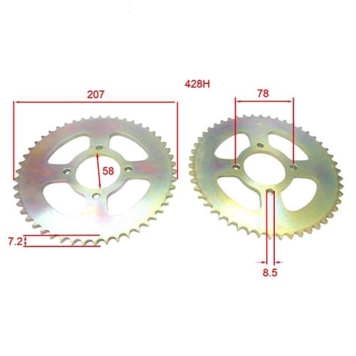 CORONA Y PIÑON MOTOMEL SKUA 200/250/TRIAX150/DAKAR200 (50x16) DORADA STD