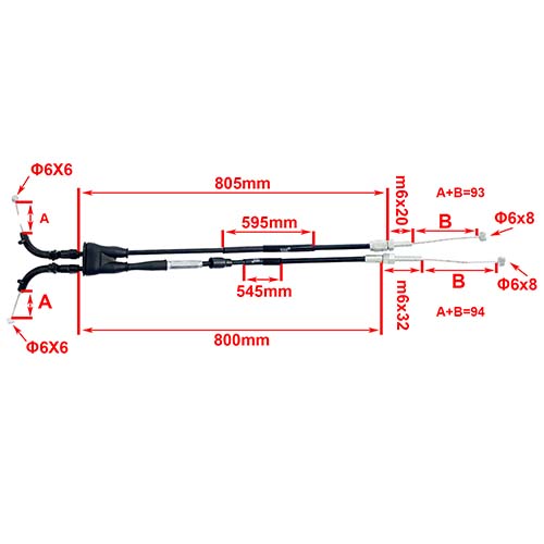 CABLE ACELERADOR YAMAHA XTZ 250 LANDER (A+B 2 CABLES) STD