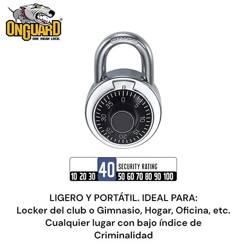 CANDADO (SOLO) 8104 BULLMASTIFF 8mm ESPESOR CON COMBINACION ACERO INOXIDABLE ONGUARD