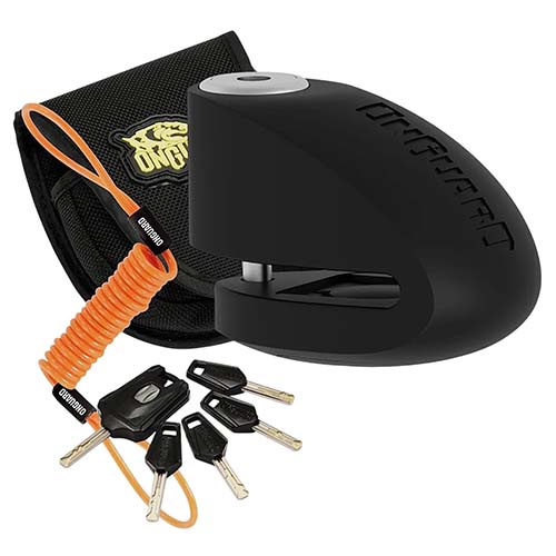 TRABA DISCO CON ALARMA 120DB 8246 10mm NEGRO ACERO INOXIDABLE ONGUARD