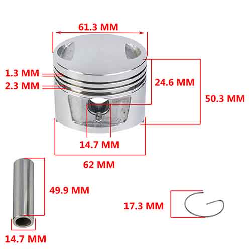 KIT PISTON ZANELLA RX150 62mm (STD) STD