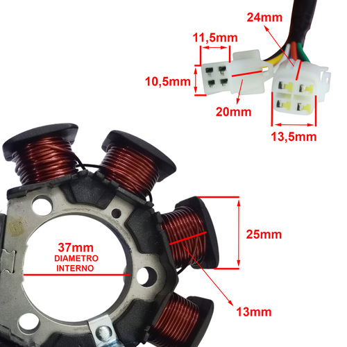 ESTATOR YAMAHA YBR 125 00/01 (7 BOBINAS) STD