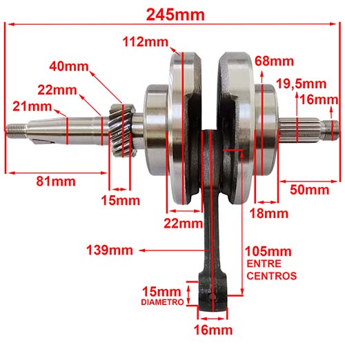 CIGUEÑAL COMPLETO HONDA CG TODAY/TITAN 99 STD