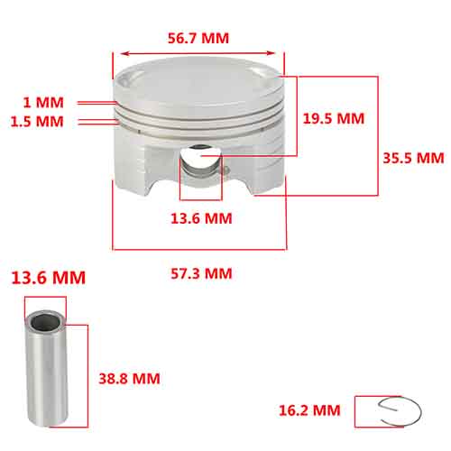 KIT PISTON HONDA CG150 TITAN/XR 150L/GLH 150 GAUCHA (STD) STD