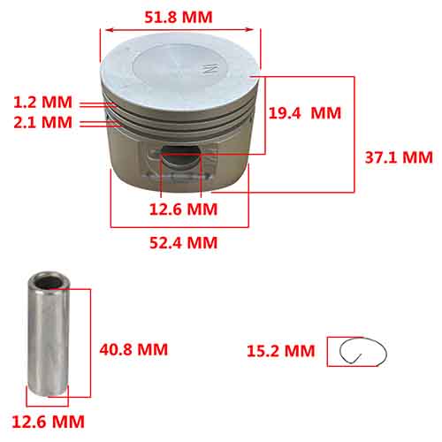 KIT PISTON CAB. PLANA (52.4mm) (STD) GILERA SMASH 110/MOTORES 110CC STD