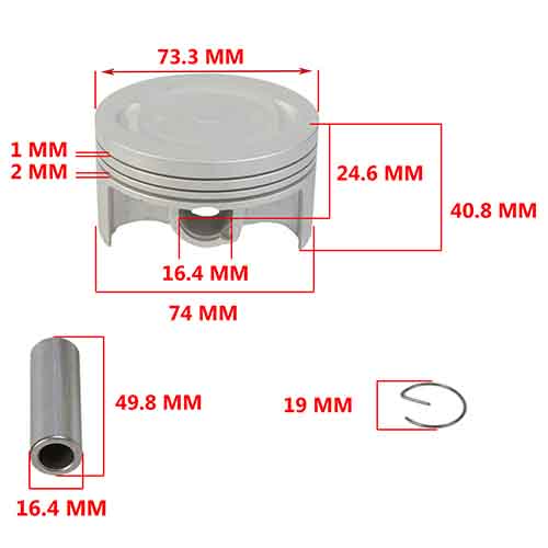 KIT PISTON YAMAHA YBR 250/YS 250/XTZ 250 74mm (STD) STD